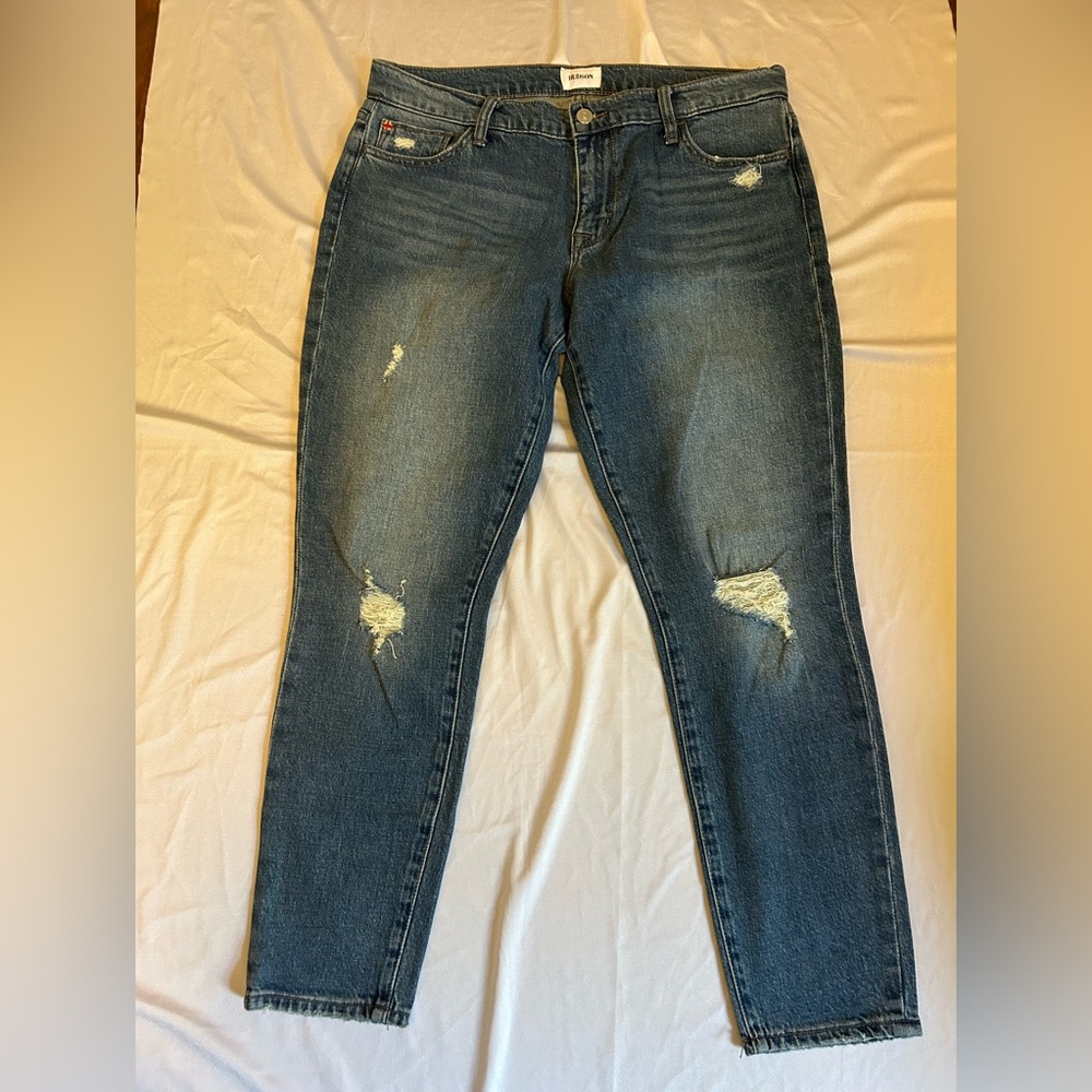 Hudson Jeans Women's Distressed Dark Blue Skinny Jeans